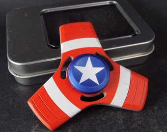 Metallic Fidget Tri Hand Spinner Finger Spin Marvel Captain America Stress Reduce Adult Kid Toy