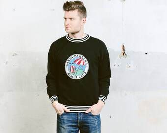 Graphic Print Sweatshirt . Vintage 90s Sweater Retro Oversized Sweater Black Jumper Normcore Sweater Hipster Outfit . size Medium