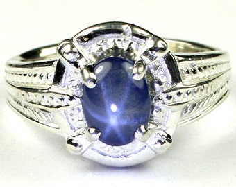 Blue Star Sapphire, Sterling Silver Ring, SR284