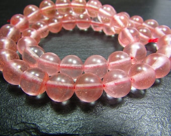 Set of 20 beads Quartz Pink 8mm