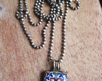 Mexican Jewelry, Mexican wedding, Southwestern Pottery design jewelry, Gypsy jewelry, Mission style, Mexican Folk Art tile necklace, MTO
