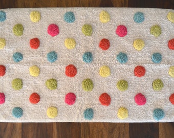 Cotton anti-slip bath mat, colorful dots bath rug, colorful mat, polka dot mat