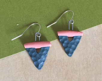 Porcelain Earrings - Dark Turquoise & Pink