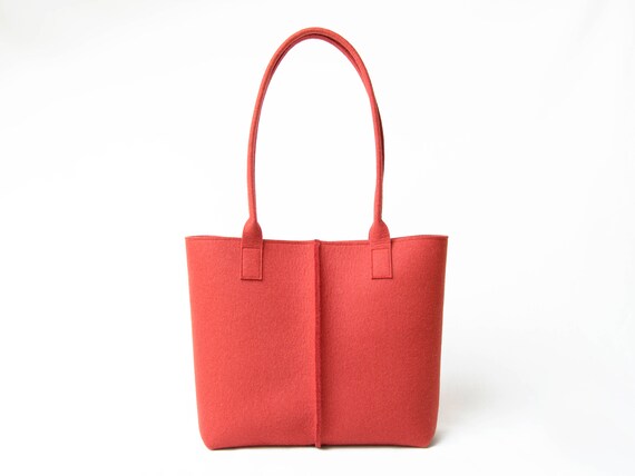 Wool Felt TOTE BAG / blue tote bag / orange bag / womens bag / felt shoulder bag / carry all bag / made in Italy