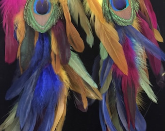 Brazilian feather earrings / Shoulder dusters