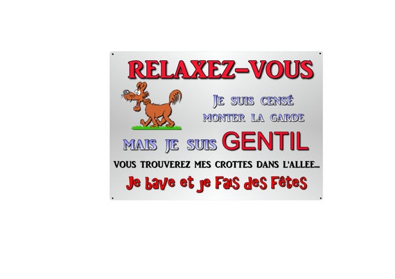 Plaque Attention Chien Humoristique En Métal Alu 29x20cm 