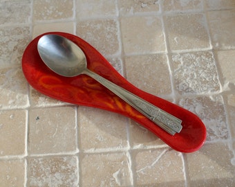 Spoon rest, fused glass, fused glass spoon rest, tribal spoon rest, tribal fused glass spoon rest, kitchen spoon rest, glass spoon rest
