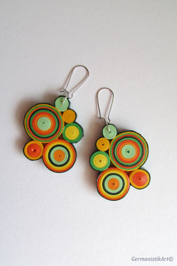 Geometric Quilling Earrings Dangle Earrings Circle Statement