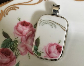 Rectangular Royal Stafford Bridesmaid Broken China Pendant