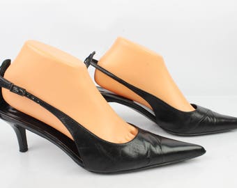 Vintage CHARLES BELTRAMI 6.5 Uk black leather pumps / Fr 40 very good condition 1614