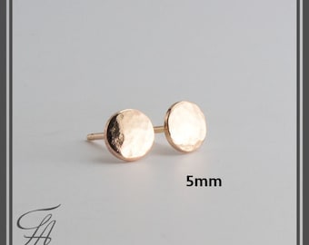5mm Hammered Studs, Minimalist Earrings, Flat Disc Earrings, Dot Earrings, Post Earrings, Stud Earrings, Gold Earrings, Handmade Earrings