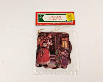 New Old Stock Commodore Story Book Ornament - Vintage - Santa
