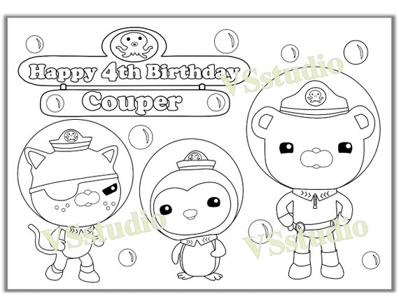 Download Octonauts Birthday Party coloring page activity PDF file