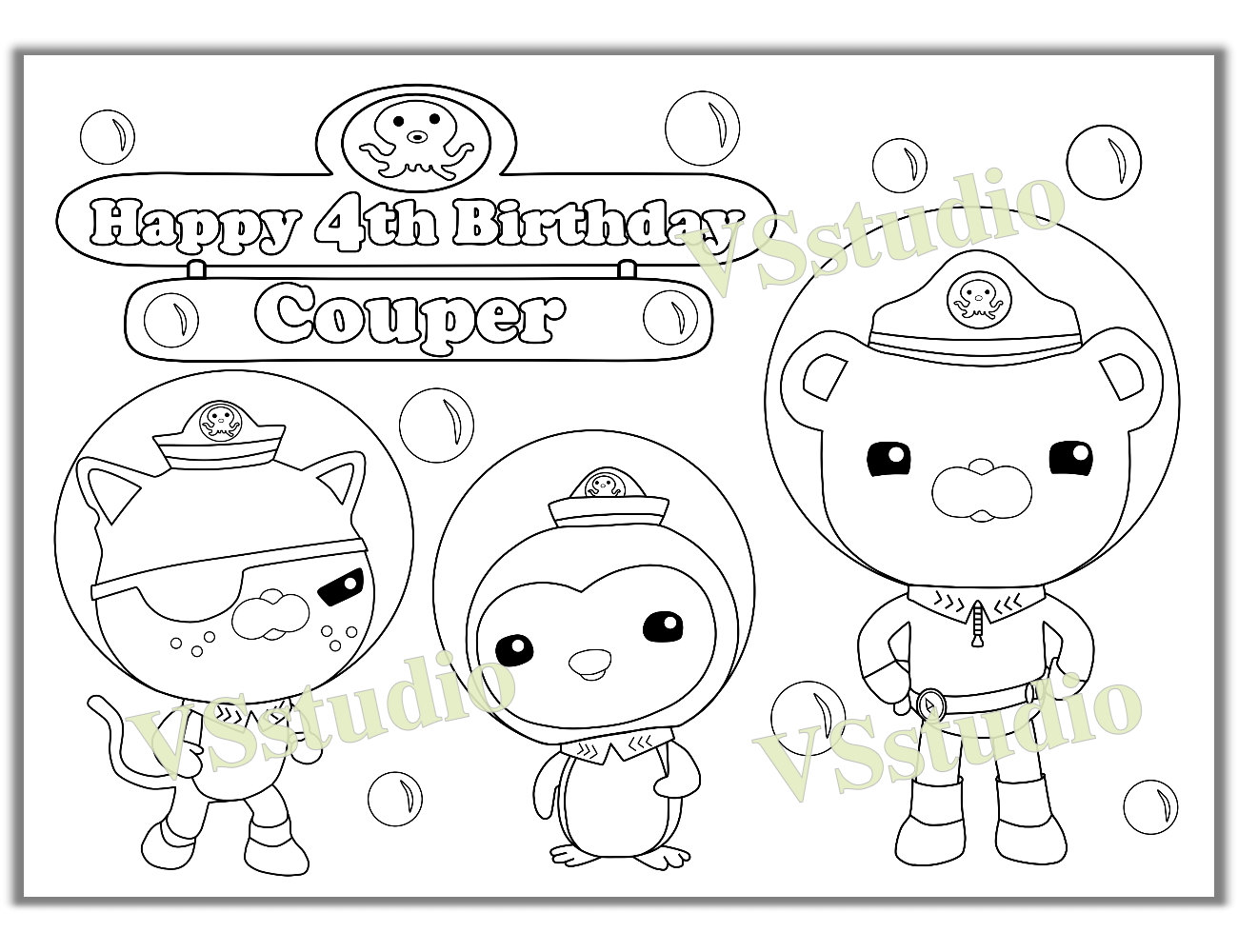 Download Octonauts Birthday Party coloring page activity PDF file