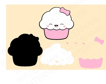 Cute Cupcake With Face Cutout Files for Cricut SVG and Silhouette Studio File Cut Out Stencil Decal Logo SVGS Fantasy Face Decoration
