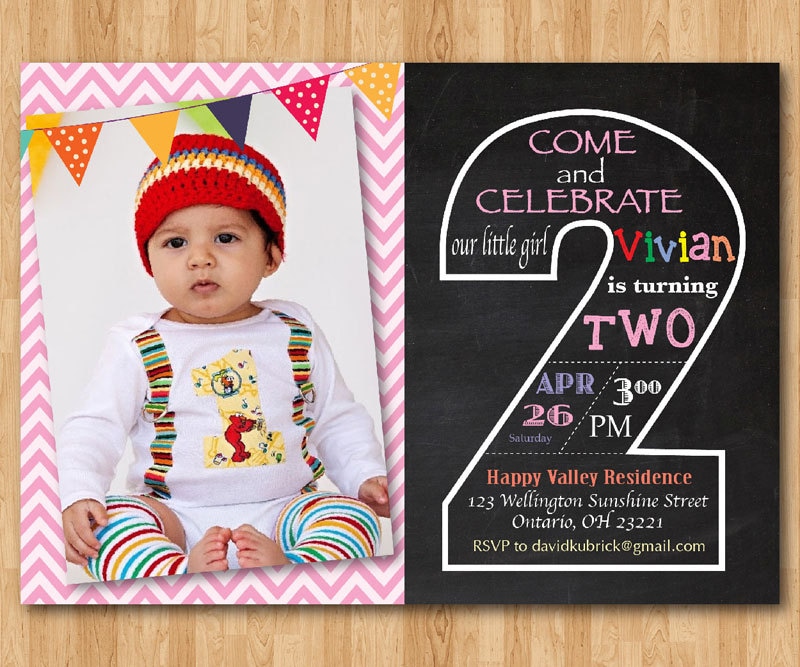second birthday invitation chalkboard 2nd birthday invite second birthday invite