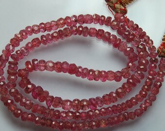 18 Inches Long Strand, Supepr Rare, Light Pink Spinel Faceted Rondelles, 3.5-5mm