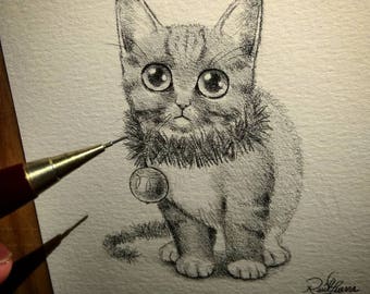 Christmas Kitty. Original Artwork. Raul Guerra