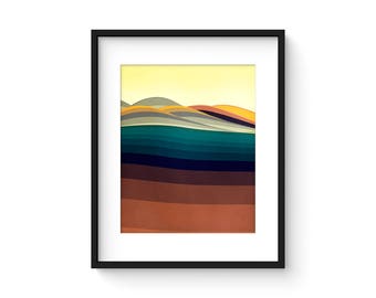 FOOTHILLS no.55 - Mid Century Style Modernist Abstract Landscape Print