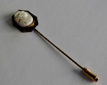 Carved Stone Cameo Stick Pin/Ascot Pin