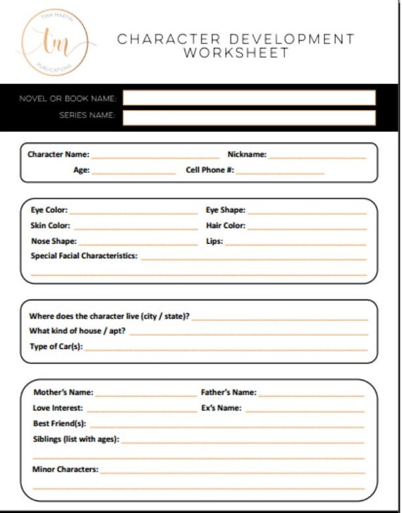 character worksheets for writers