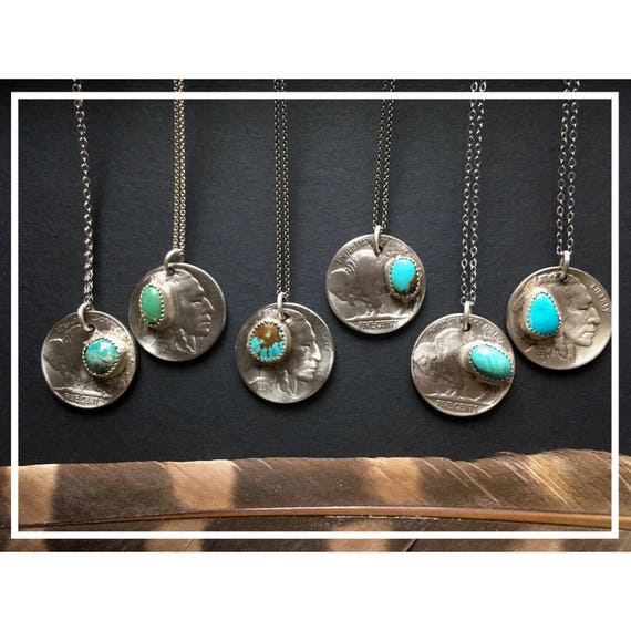Buffalo Necklace with Turquoise, Sterling Silver