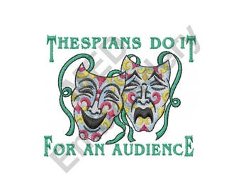 Thespians - Machine Embroidery Design, Theater, Drama Masks, Comedy and Tragedy