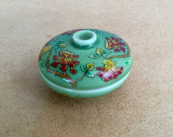 Japanese Green Pill Trinket Box Continental Porcelain by Del Prado
