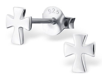 Silver Cross Stud Earrings