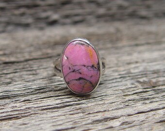 Rhodonite in Sterling Silver Ring Size 7.5