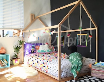Toddler bed, House bed Tent bed Children bed Wooden house Wood house Wood nursery Kids teepee bed Wood bed frame Wood house bed kids Gift