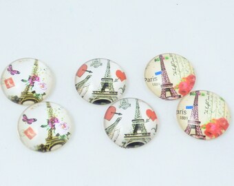 6 cabochons 20 MM Eiffel Tower Paris