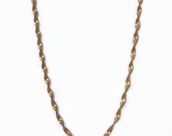 Vintage 1960's Rolled Gold Twisted Spiral Ridged Chain Collarbone Necklace 18 Inches