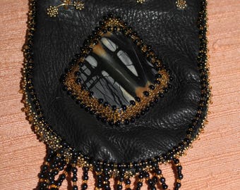Medicine Bag - Leather and Picasso Marble