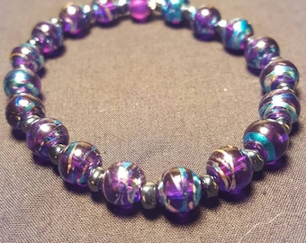 Beaded Bracelet - Metallic Stripes