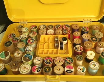 Vintage Case of 50 Vintage Wooden Thread Spools