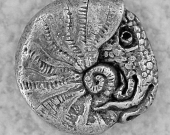 Green Girl Studios Large Nautilus Pewter Button