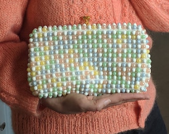 Corde Bead Clutch/Vintage/ 1950's/Mad Men/Rockabilly/Purse