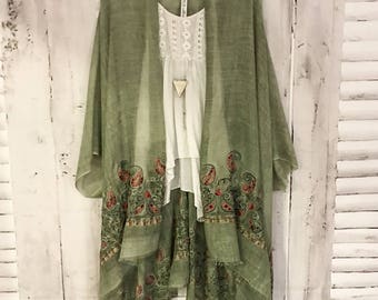 Ivy Kimono - S A G E Boho Kimono Beach Cover Up, Long Kimono Robe, Sheer Kimono, Summer Kimono, Bohemian Print Kimono, Boho Fashion