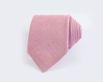 Mens Dusty Rose Tie Skinny Necktie Groom Outfit Wedding Neck Tie And Pocket Square
