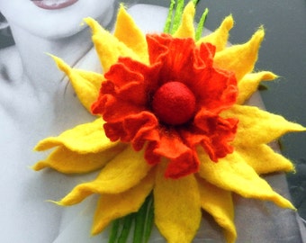 Felted Flower, Hand Felted BROOCH