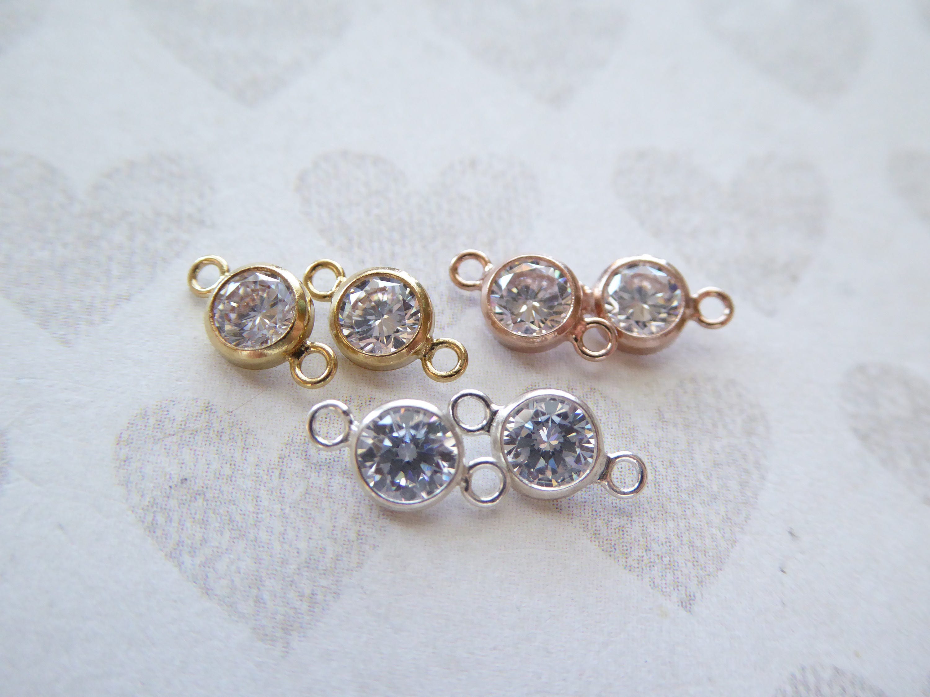 Gemstone Connectors Links Bezel CZ 14k Gold Filled or