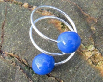 Silver thread ring with polymer clay balls