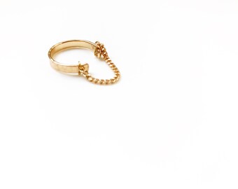 Textured Sterling band adjustable plated ring gold hypoallergenic chain pendant