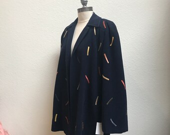 1940s Wool Embroidered Confetti Jacket