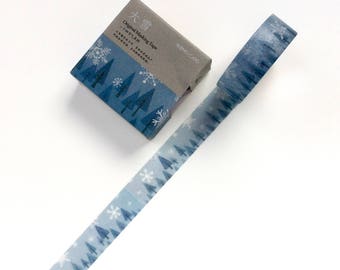 Blue Christmas Tree and Snowdrop Washi Tape - Winter