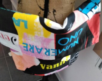 Sac bandoulière thème magazines de mode multicolores fait main neuf