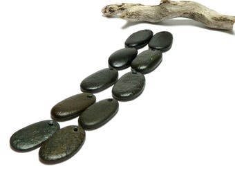 Beach Stones BLACK TAPERS Pebbles Genuine Drilled River Rock Charms Jewelry Organic Nature Finds Authentic Long Oval Stones DIY Beads