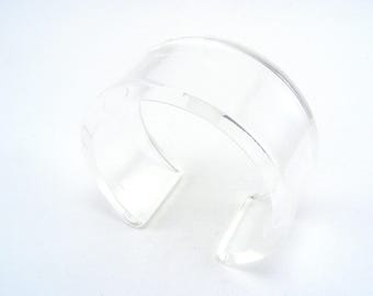 Clear Perspex Bangle - Transparent acrylic cuff - Plexiglass Bangle - Clear Perspex Bracelet - polished and frosted Perspex - chunky bangle