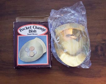 Vintage 1982 Solid Brass Pocket Change Dish- Giftco Taiwan